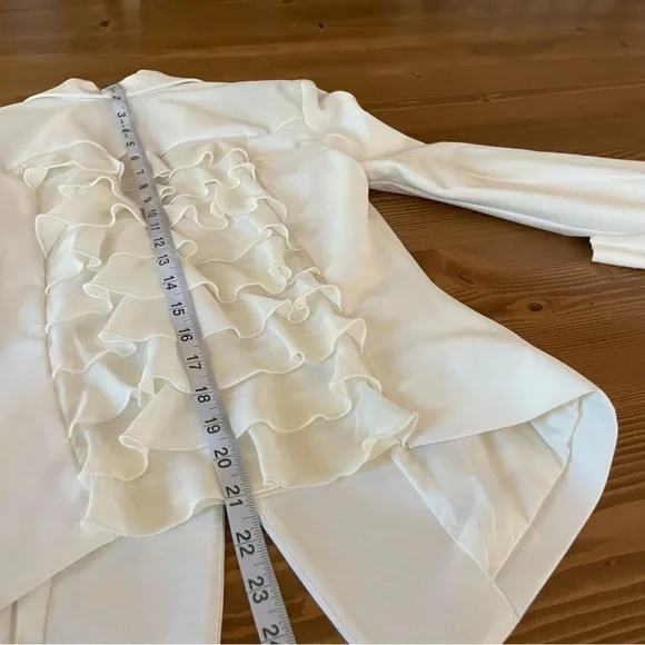 BCBGMaxAzria Adoree Ruffle Back Blazer Off White Ivory Gardenia XS NWOT - Picture 12 of 13